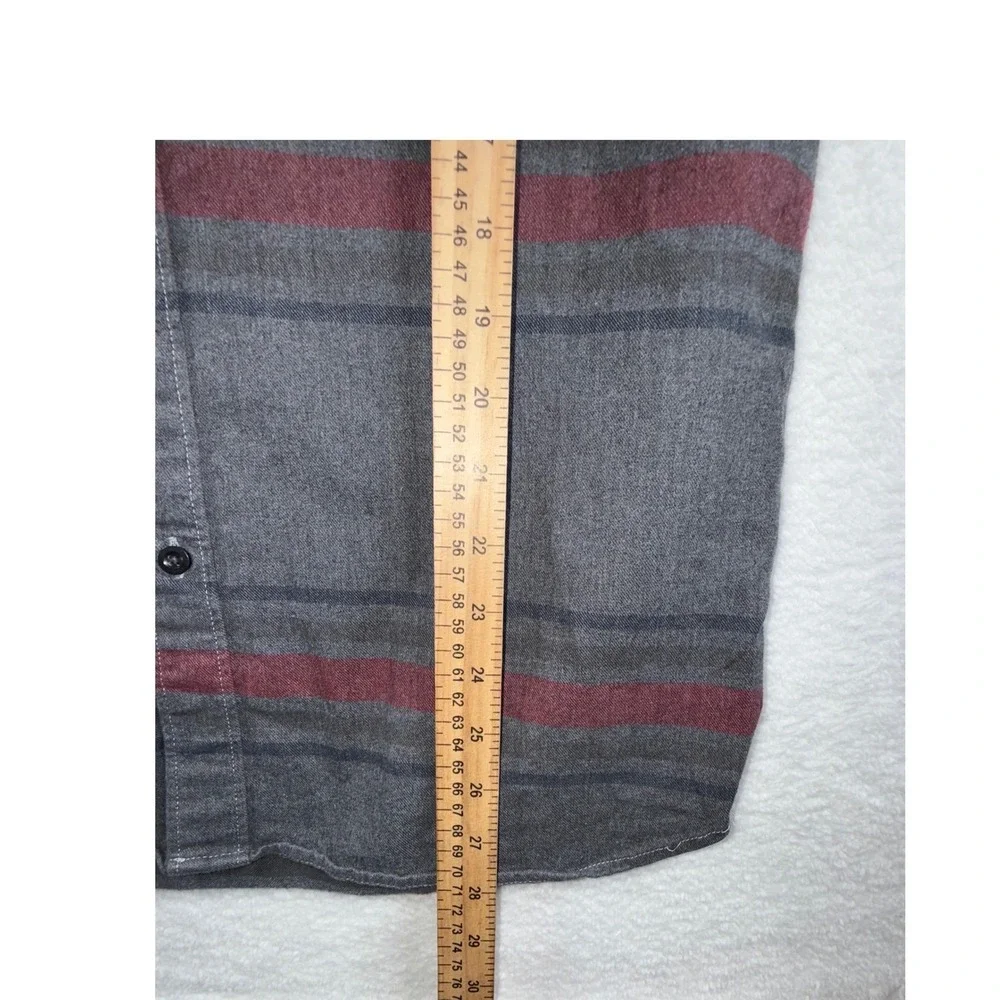 The North Face Mens Flannel Shirt Gray Striped Button Down Long Sleeve